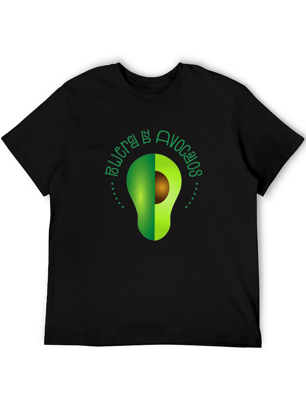 Avocado Power Tee - Unique Graphic Print Black T-Shirt