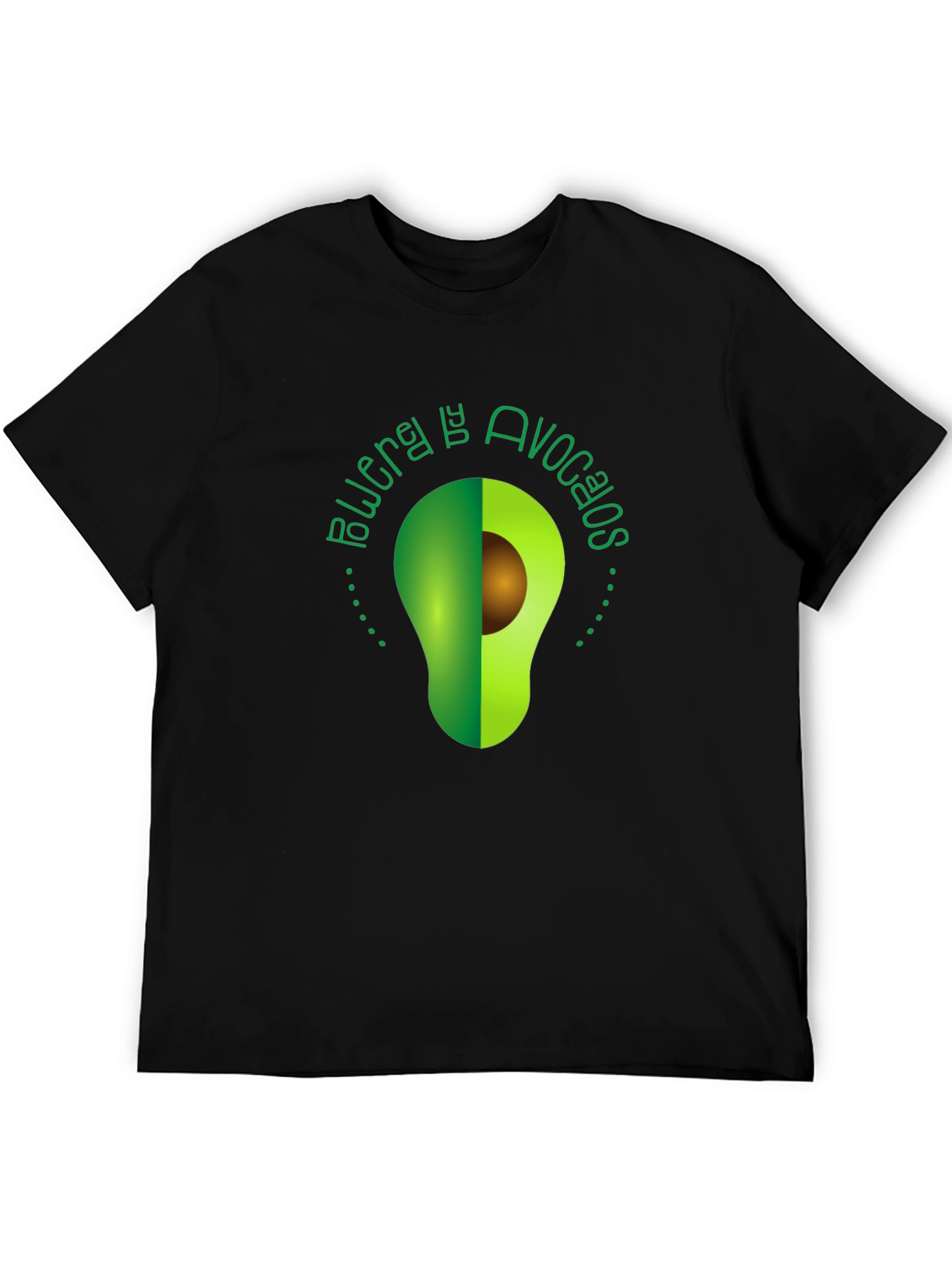 Avocado Power Tee - Unique Graphic Print Black T-Shirt