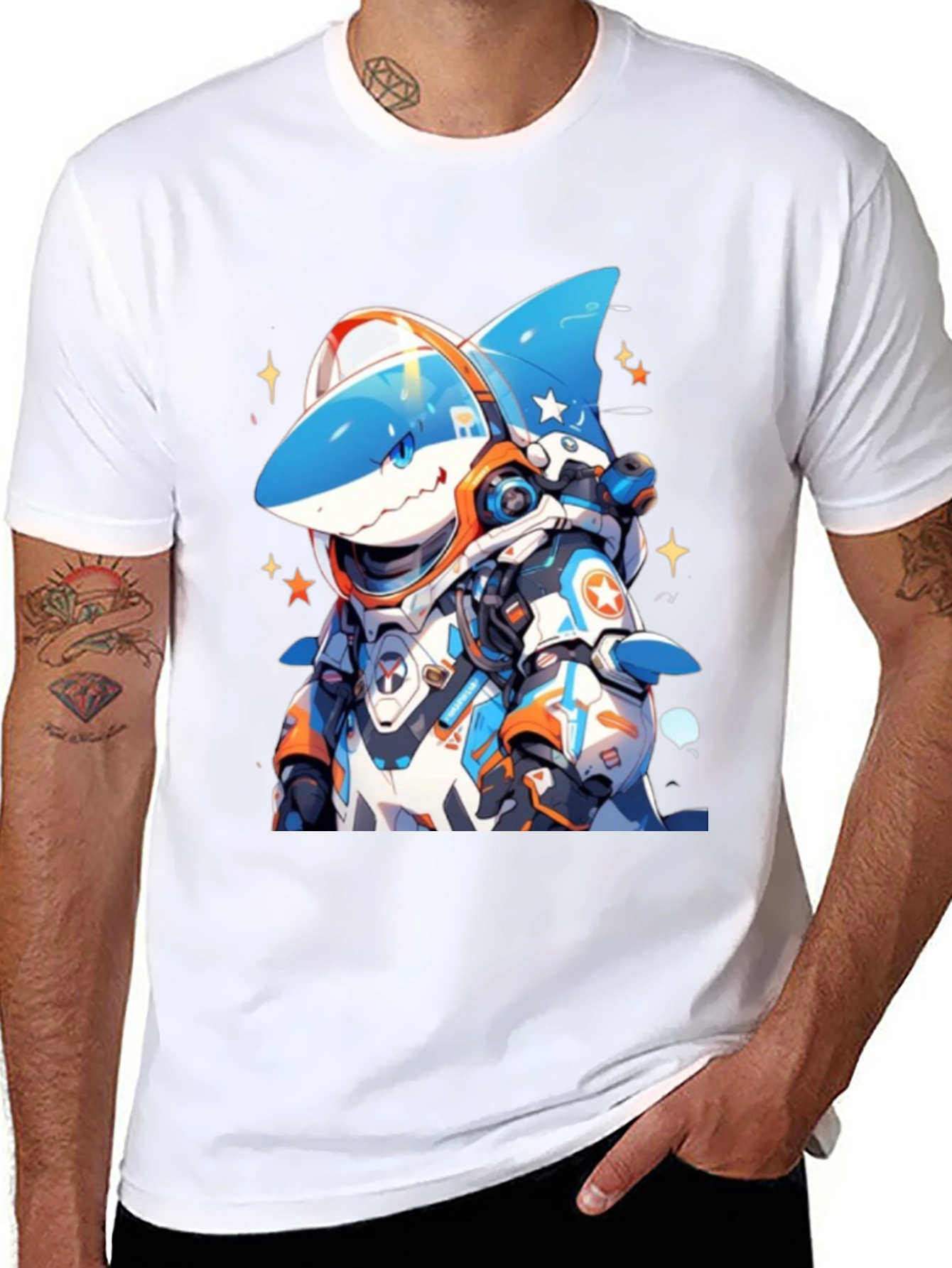 Cool Shark Astronaut Black T-Shirt