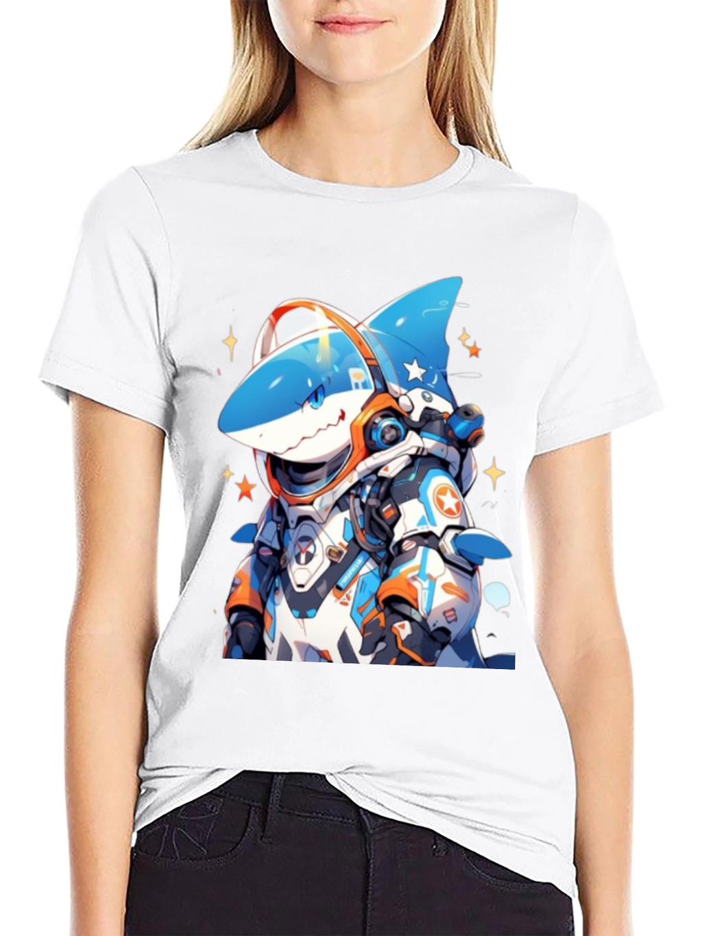 Cool Shark Astronaut Black T-Shirt