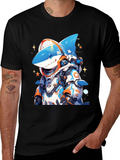 Cool Shark Astronaut Black T-Shirt