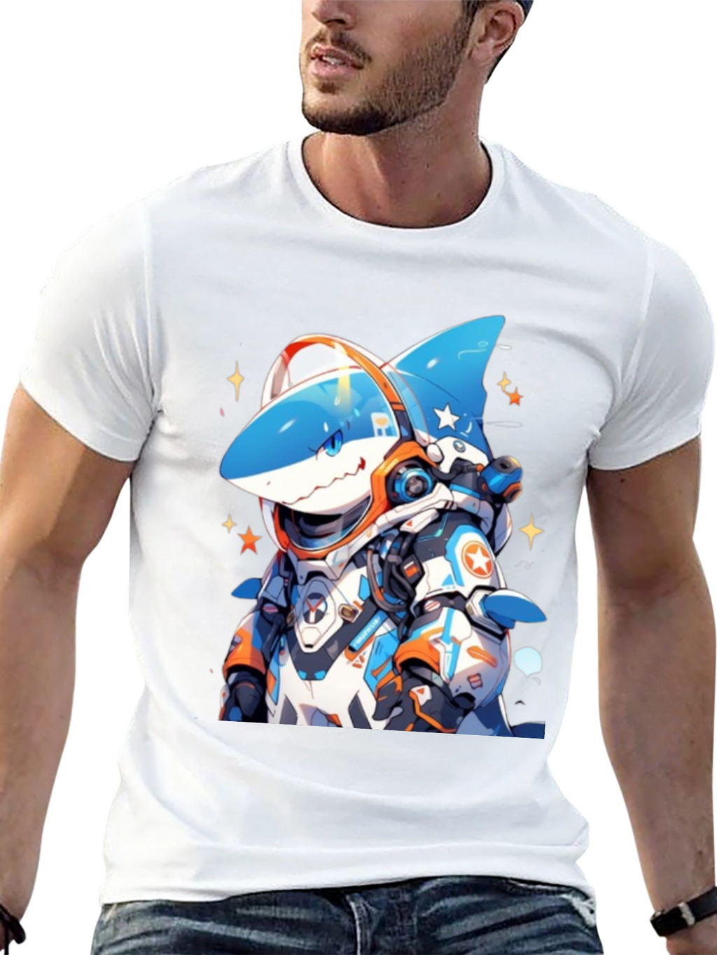Cool Shark Astronaut Black T-Shirt