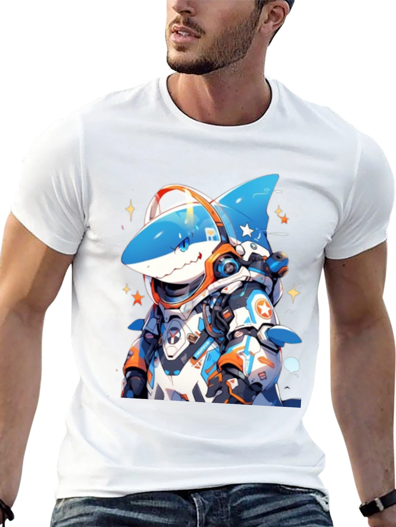 Cool Shark Astronaut Black T-Shirt