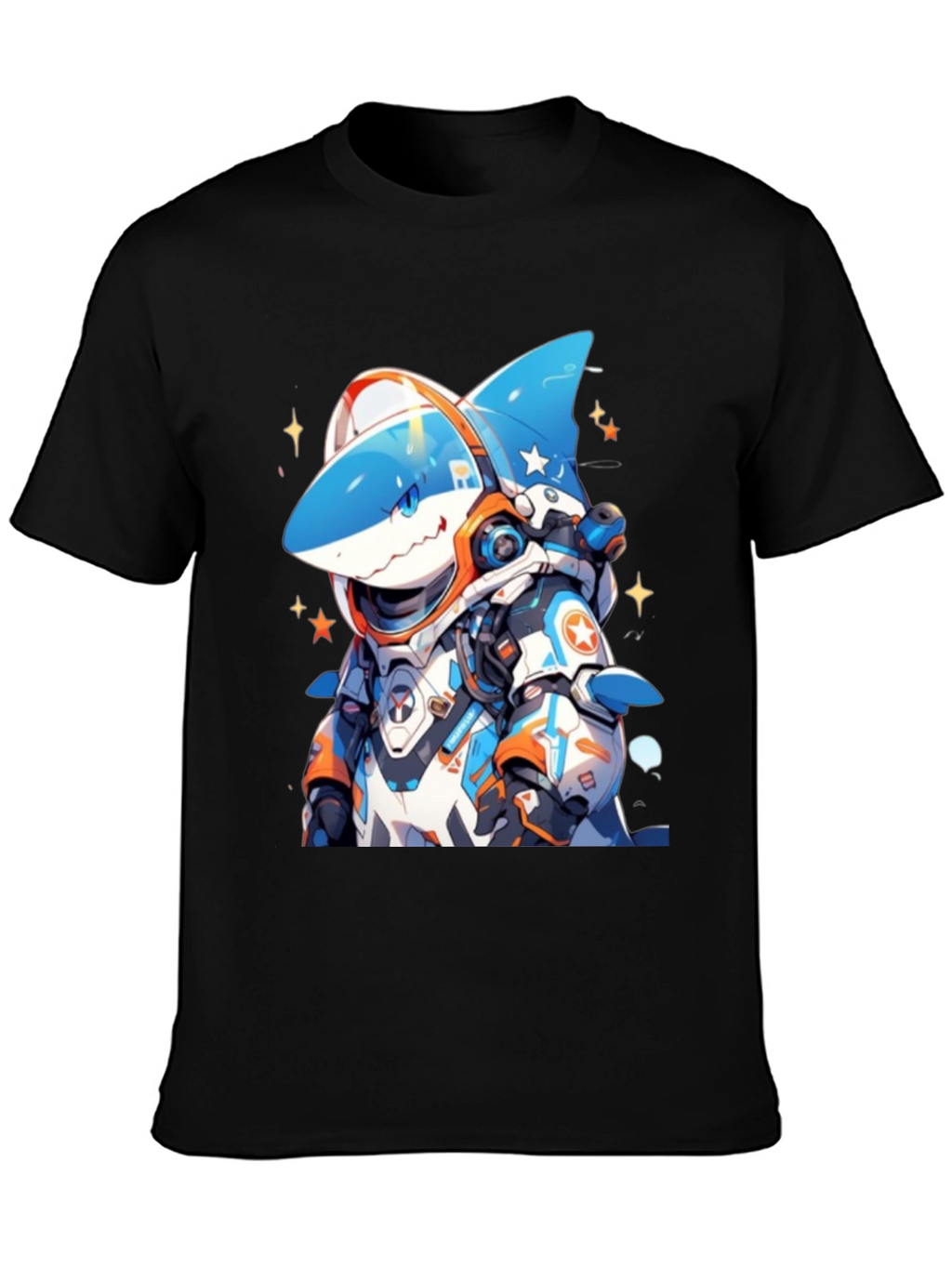 Cool Shark Astronaut Black T-Shirt