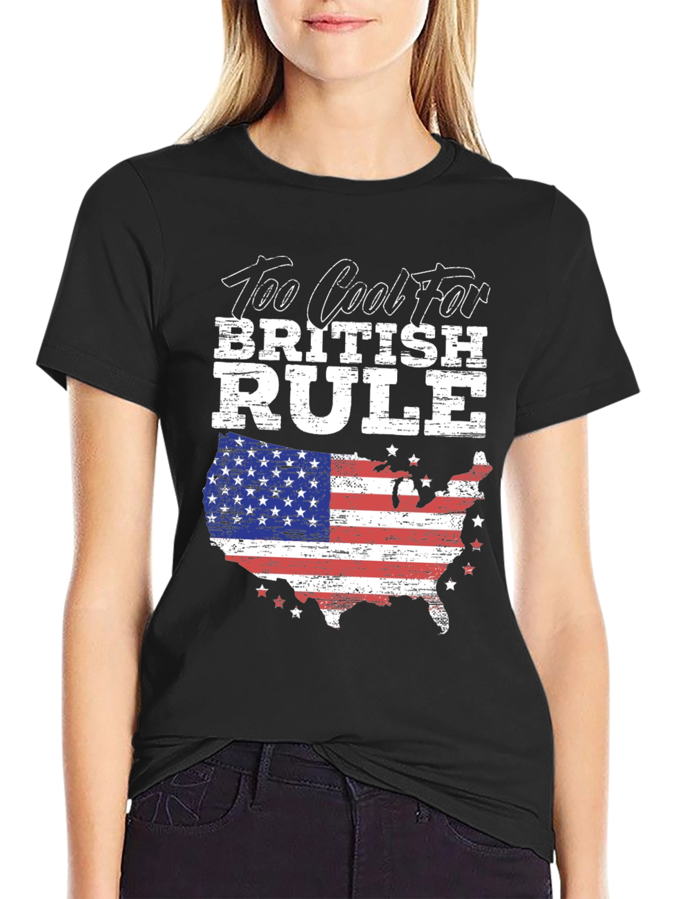 Too Cool For British Rule USA Flag T-Shirt