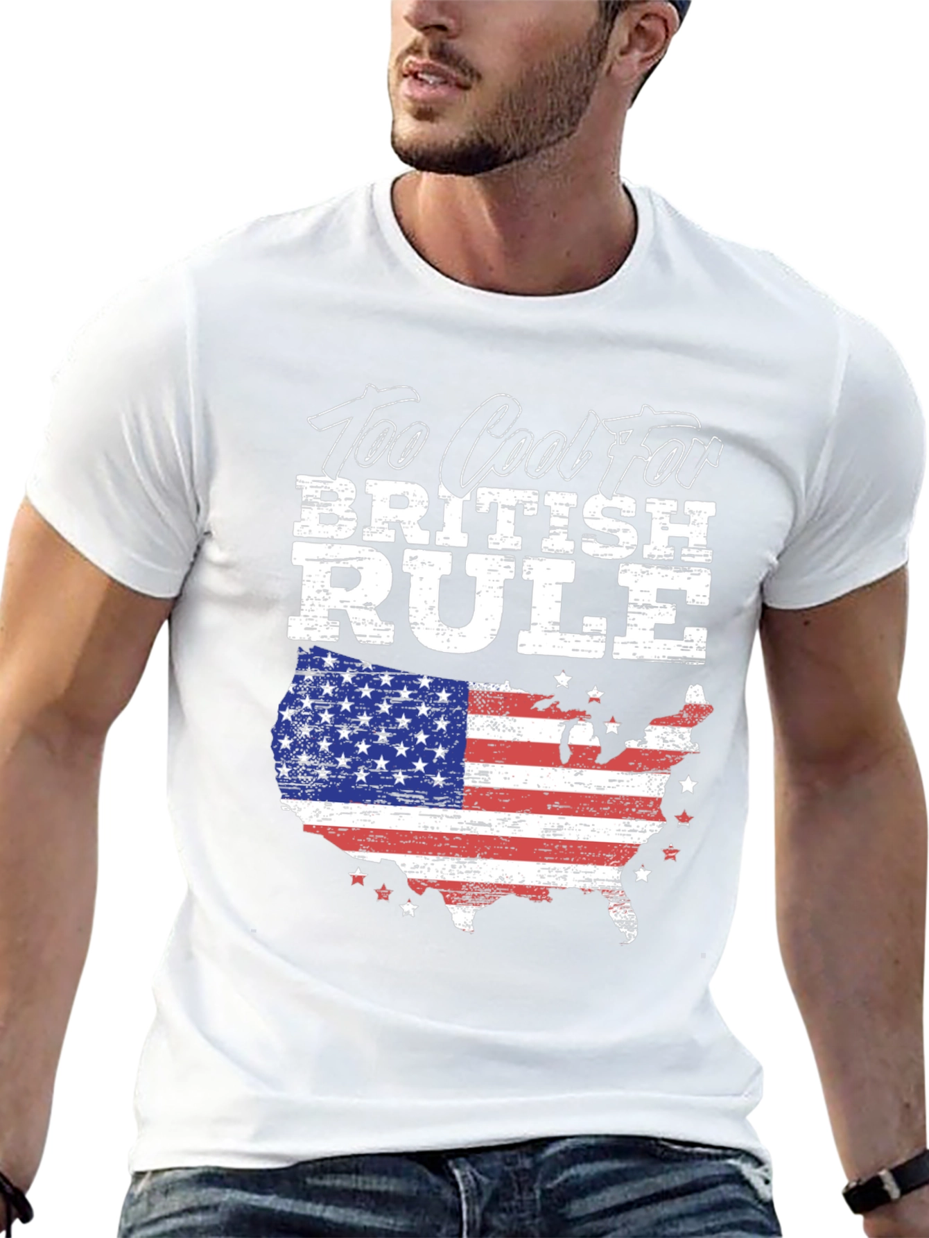 Too Cool For British Rule USA Flag T-Shirt