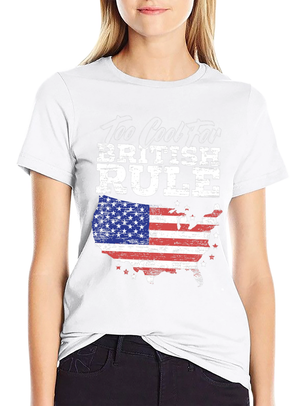 Too Cool For British Rule USA Flag T-Shirt