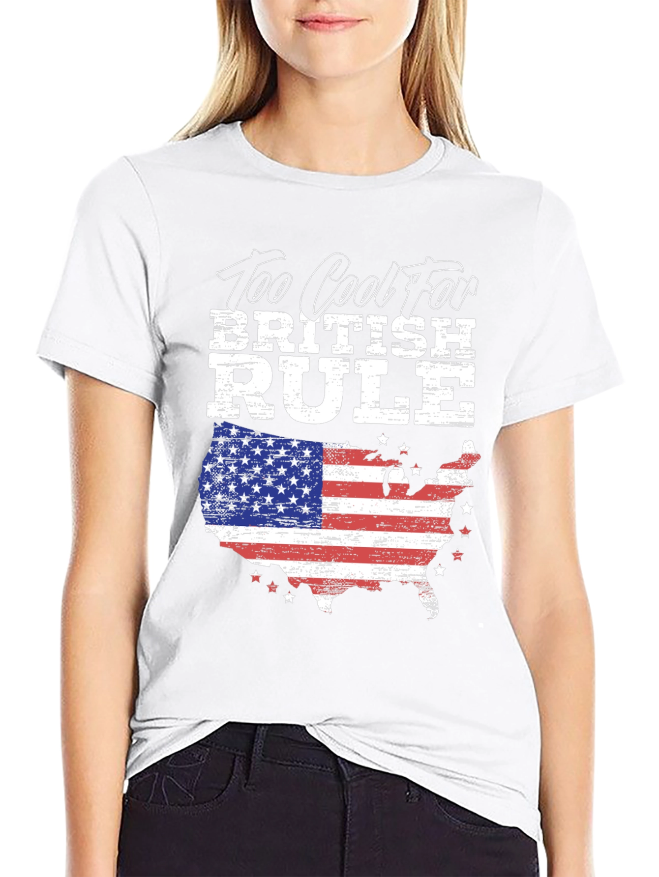 Too Cool For British Rule USA Flag T-Shirt