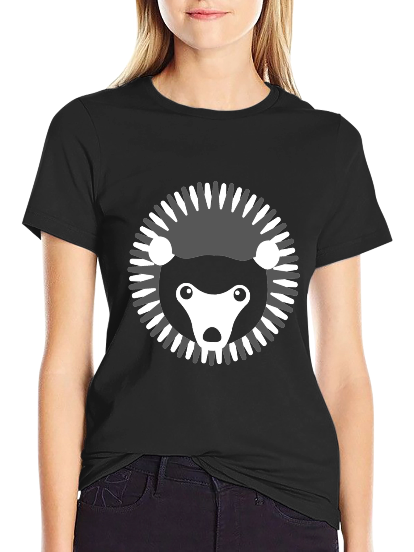Modern Hedgehog Graphic Tee - Black