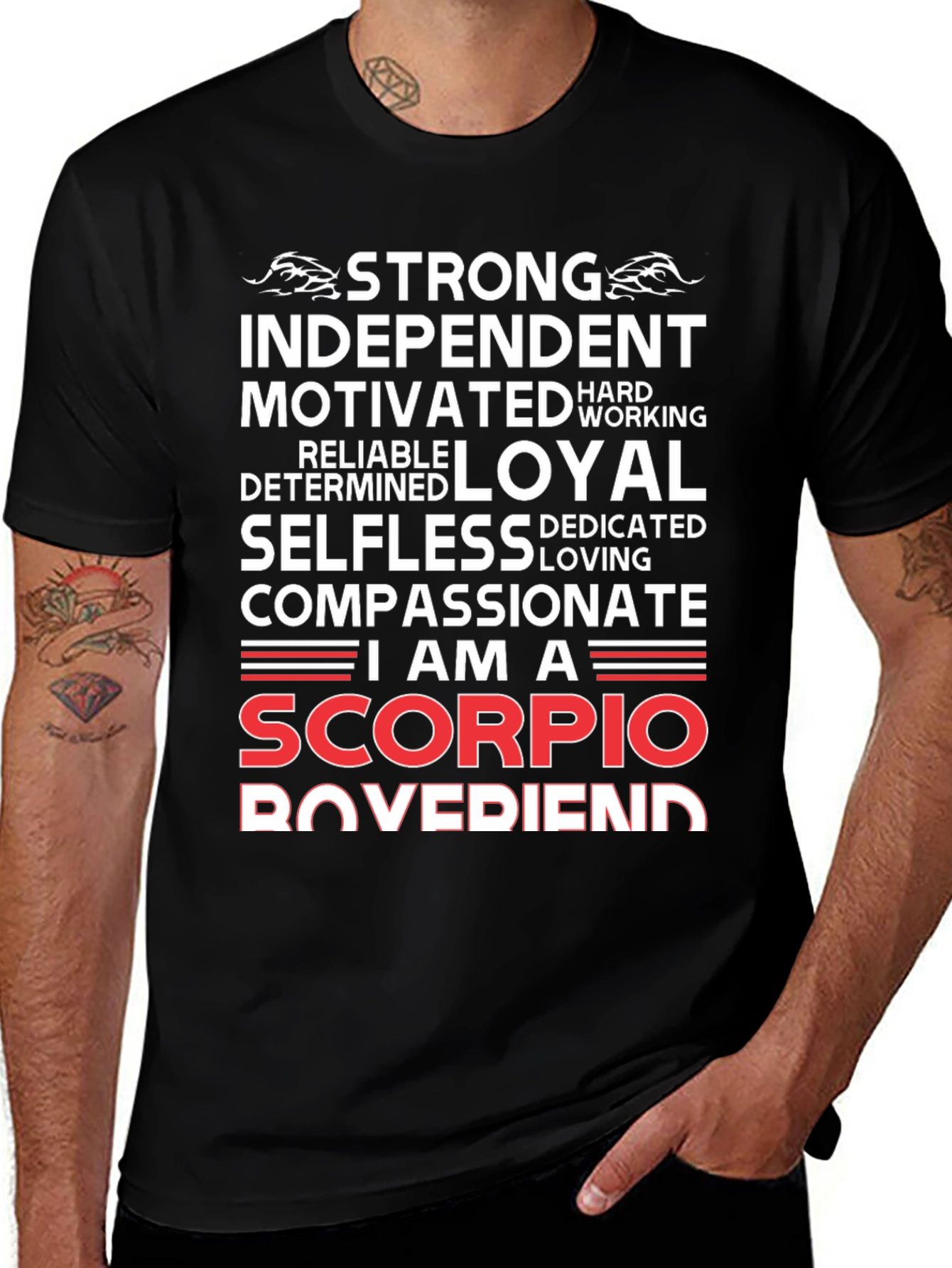 Scorpio Boyfriend Graphic Tee - Zodiac Gift