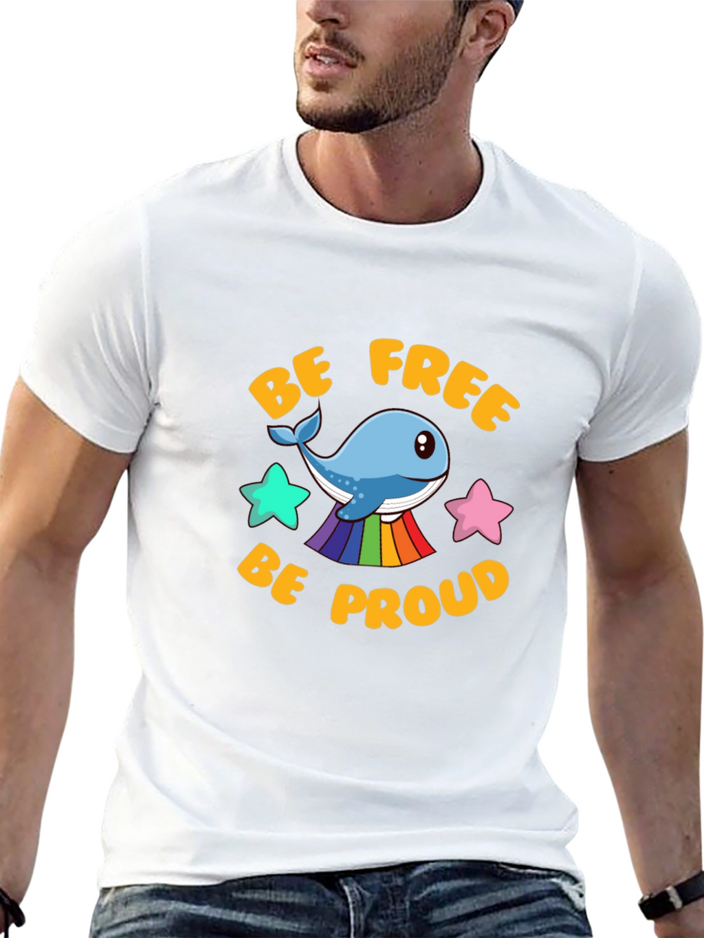 Be Free Be Proud Whale LGBT Graphic T-Shirt