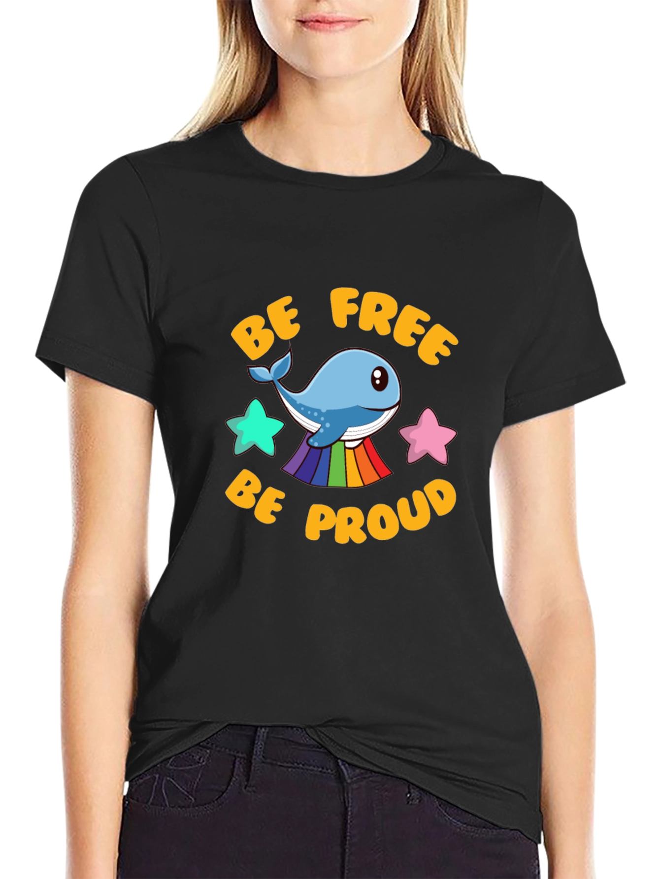 Be Free Be Proud Whale LGBT Graphic T-Shirt