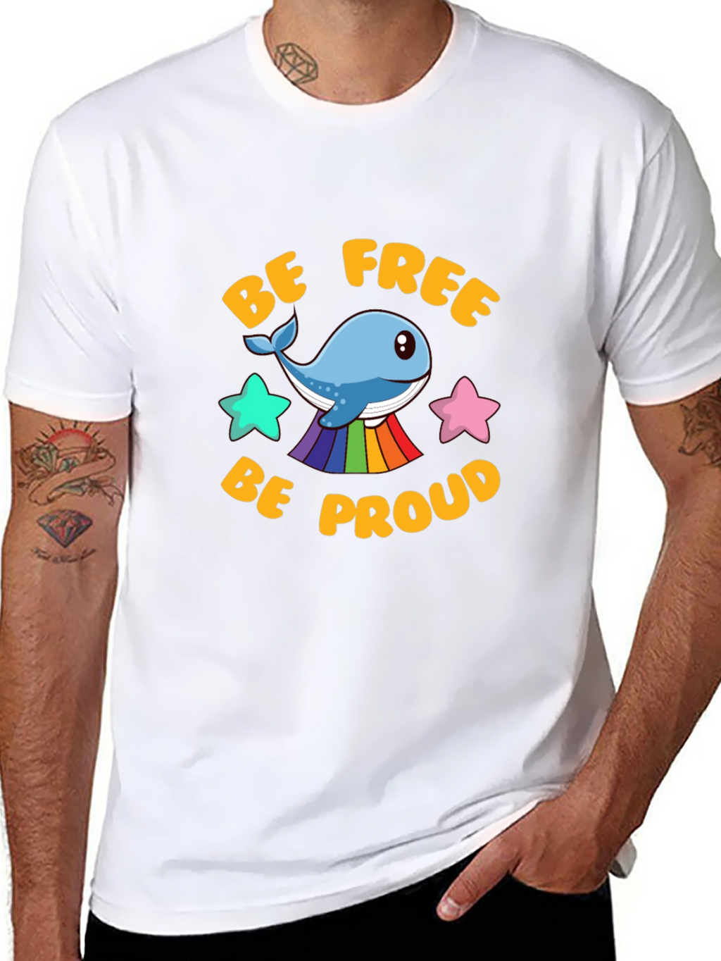 Be Free Be Proud Whale LGBT Graphic T-Shirt