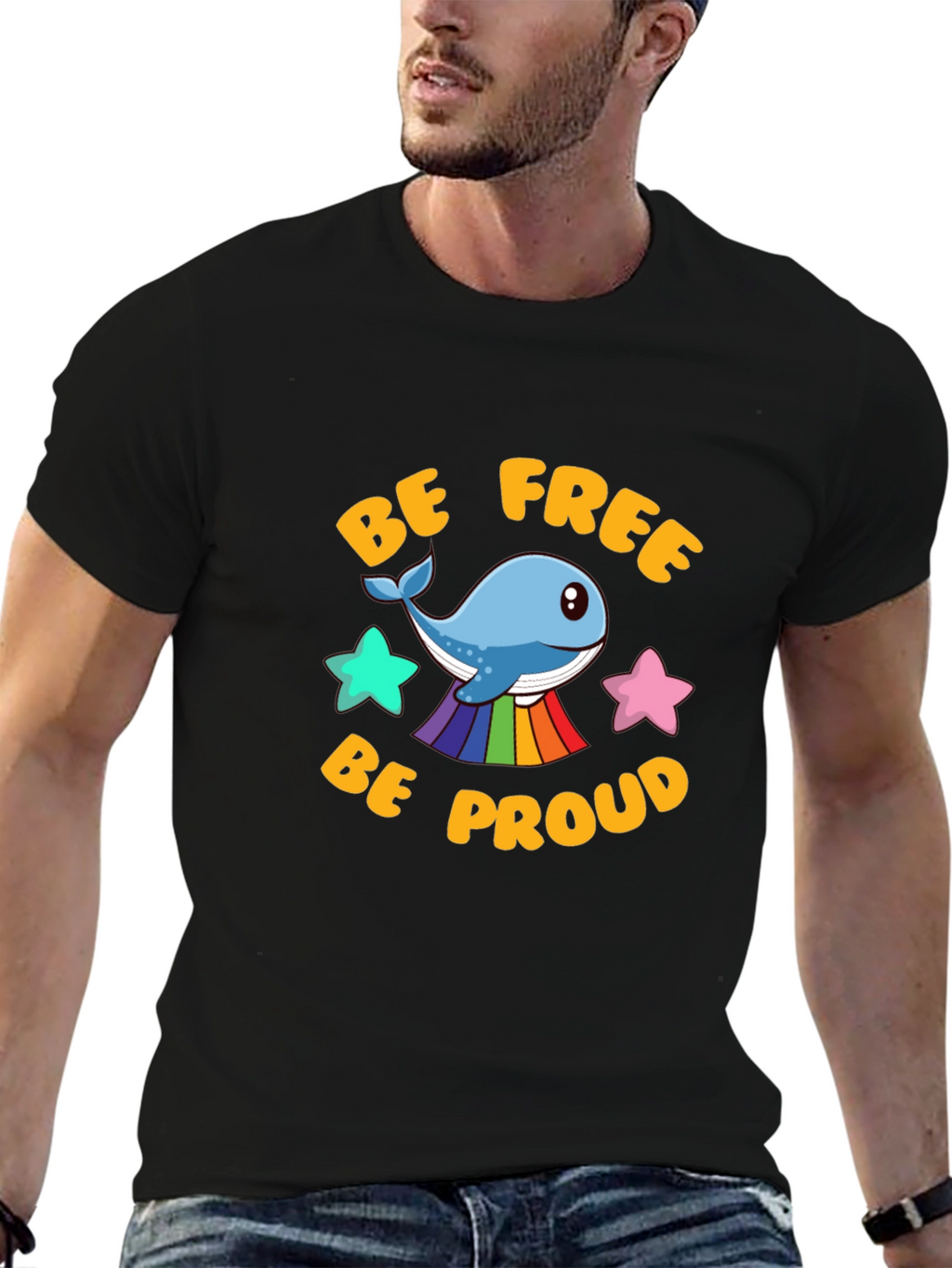 Be Free Be Proud Whale LGBT Graphic T-Shirt