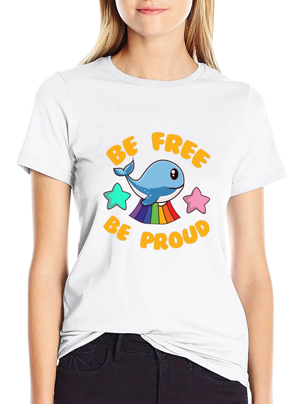 Be Free Be Proud Whale LGBT Graphic T-Shirt