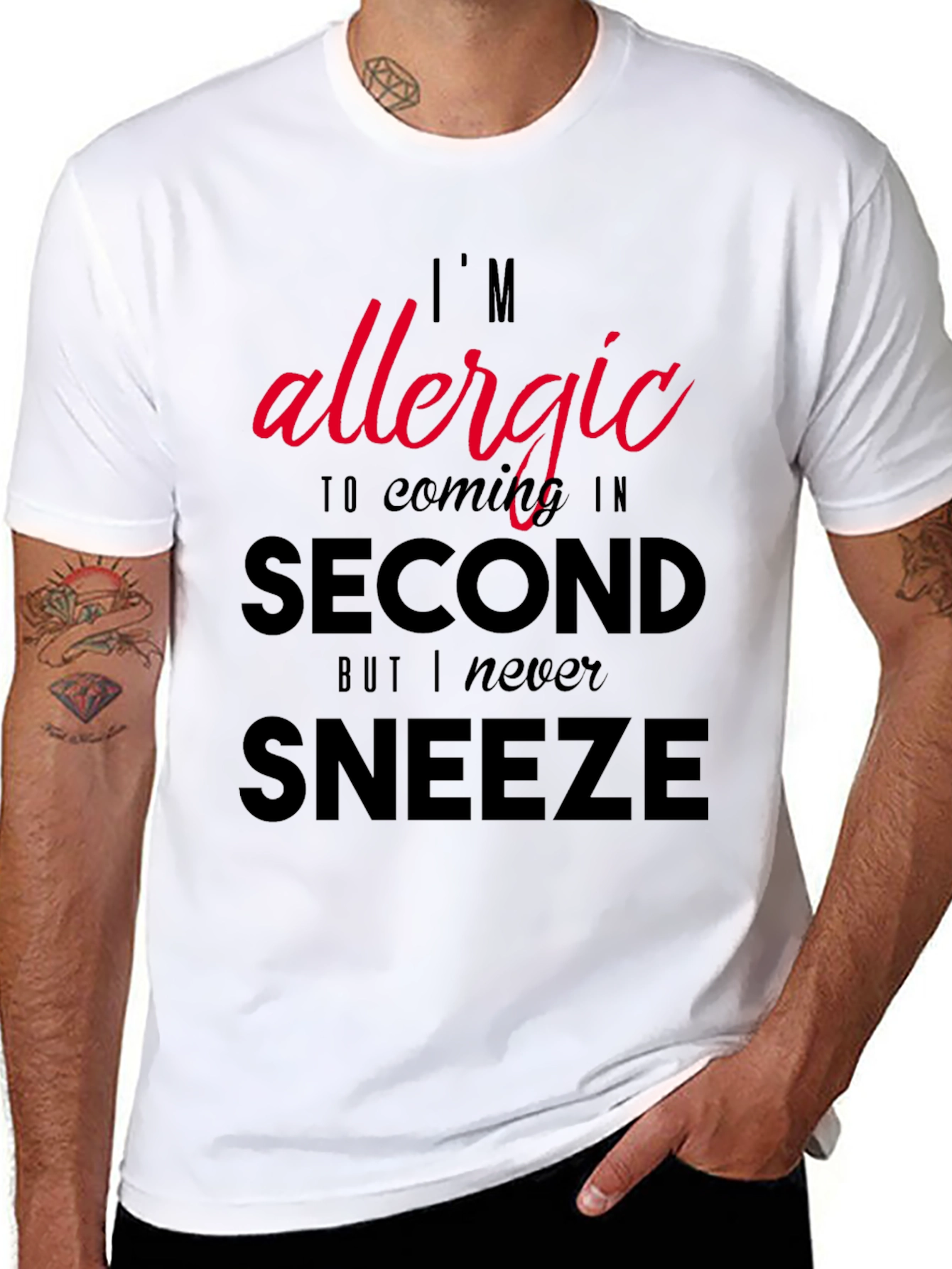 Funny Sarcastic Allergy T-Shirt - Coming in Second