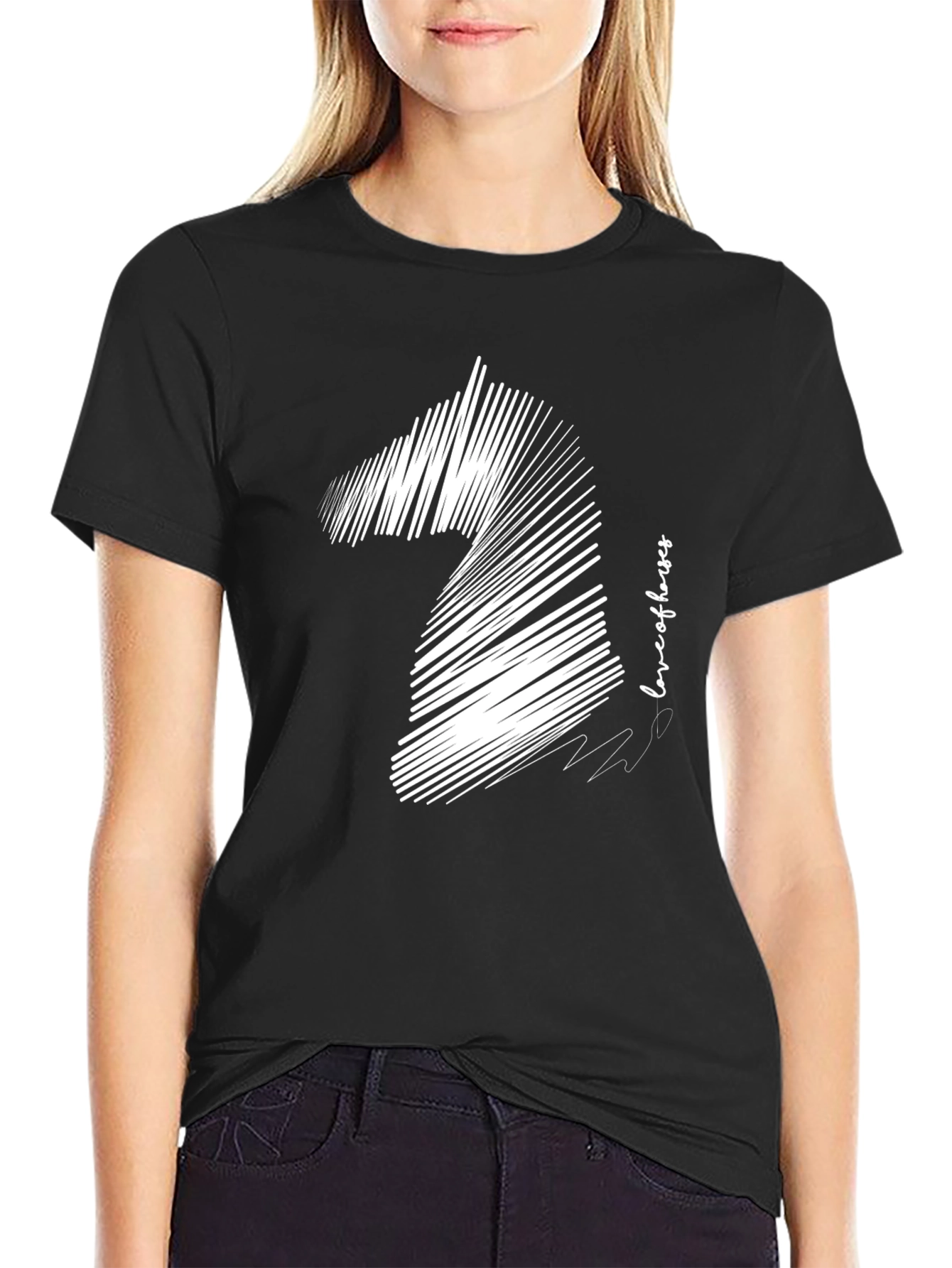 Horse Lover Scribble Tee - Stylish Mens Black T-Shirt