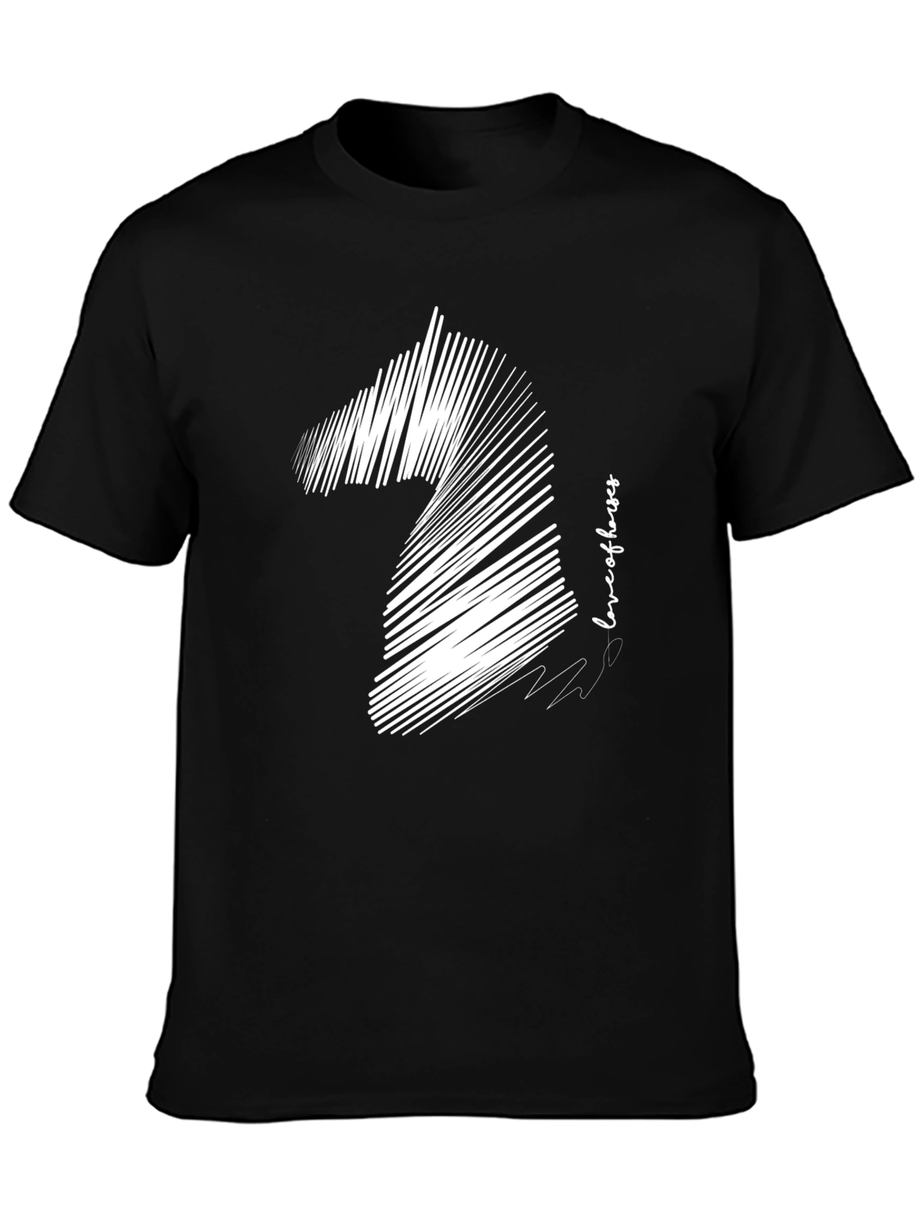 Horse Lover Scribble Tee - Stylish Mens Black T-Shirt