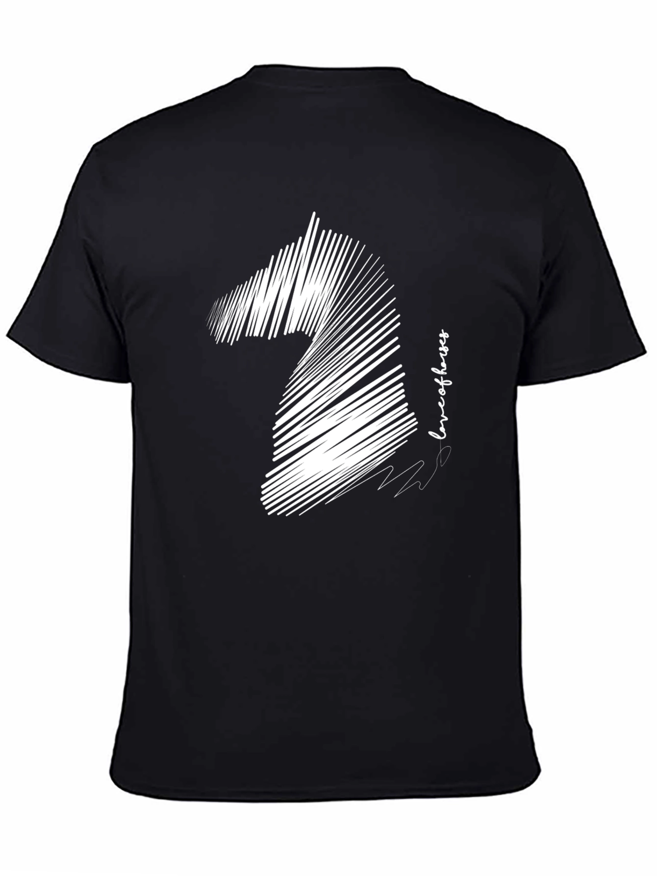 Horse Lover Scribble Tee - Stylish Mens Black T-Shirt