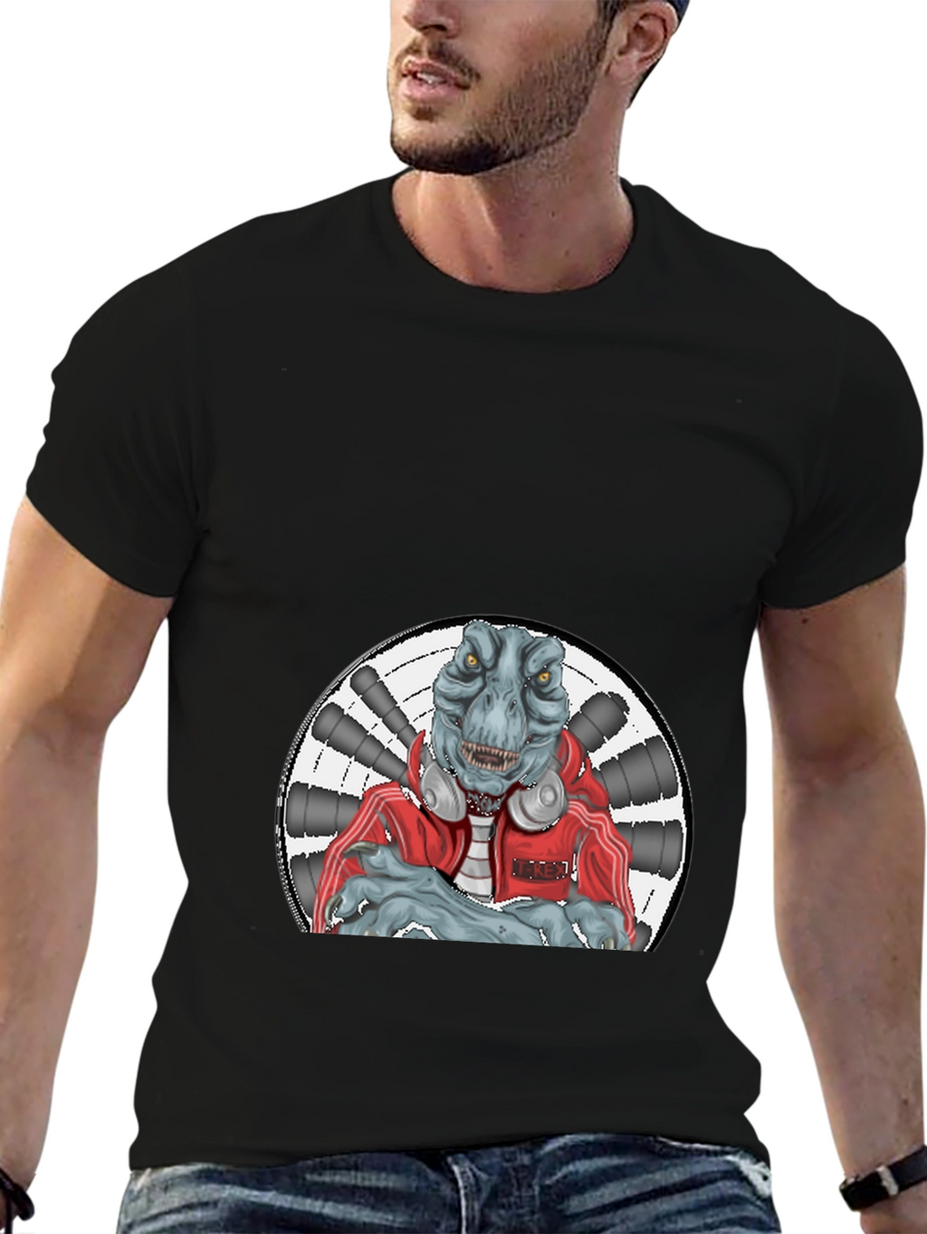 Dinosaur DJ Black T-Shirt