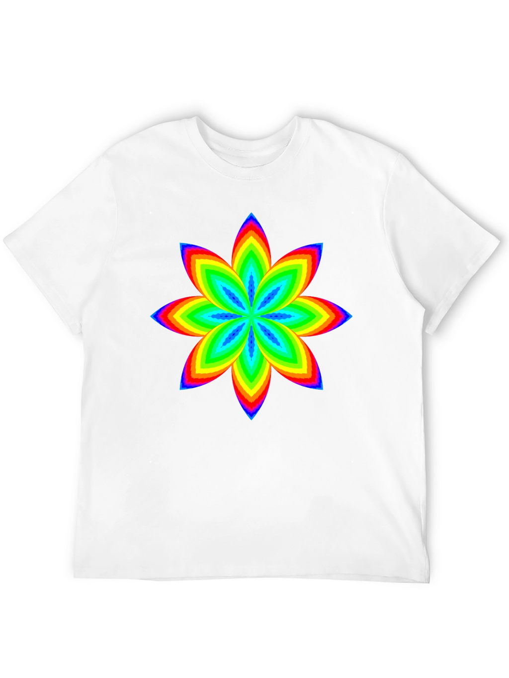 Rainbow Flower Graphic Black T-Shirt