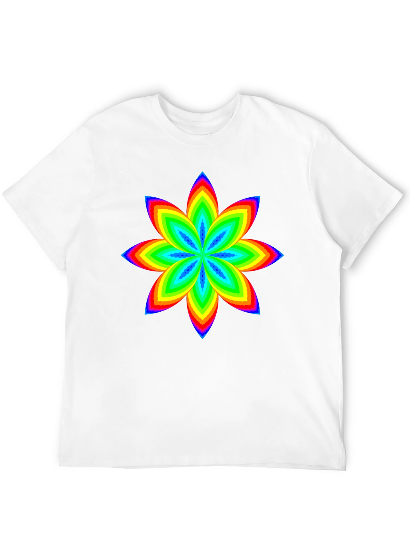 Rainbow Flower Graphic Black T-Shirt
