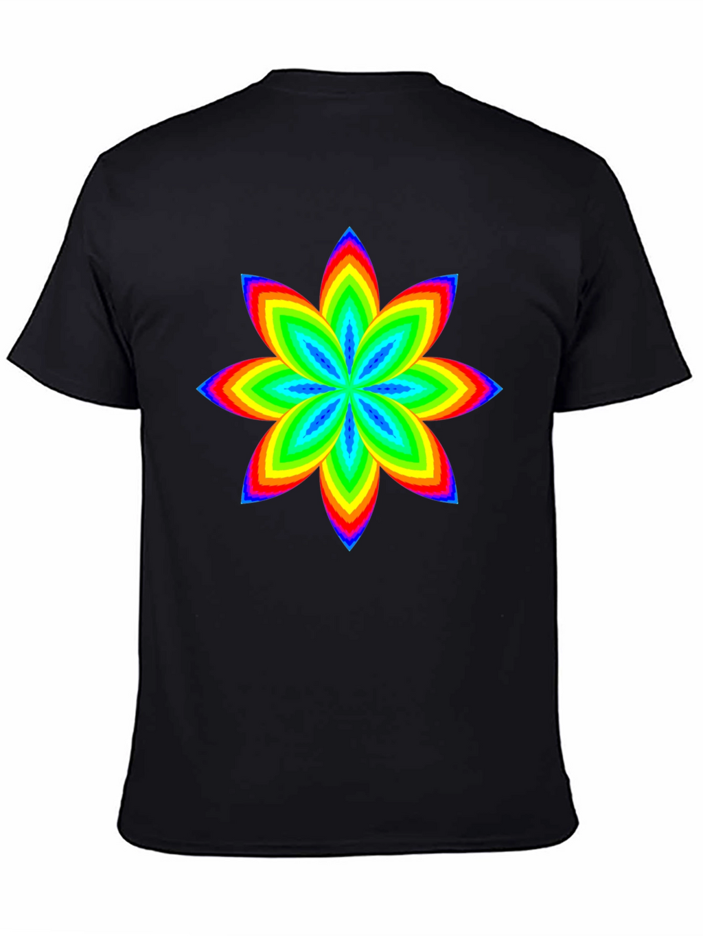 Rainbow Flower Graphic Black T-Shirt