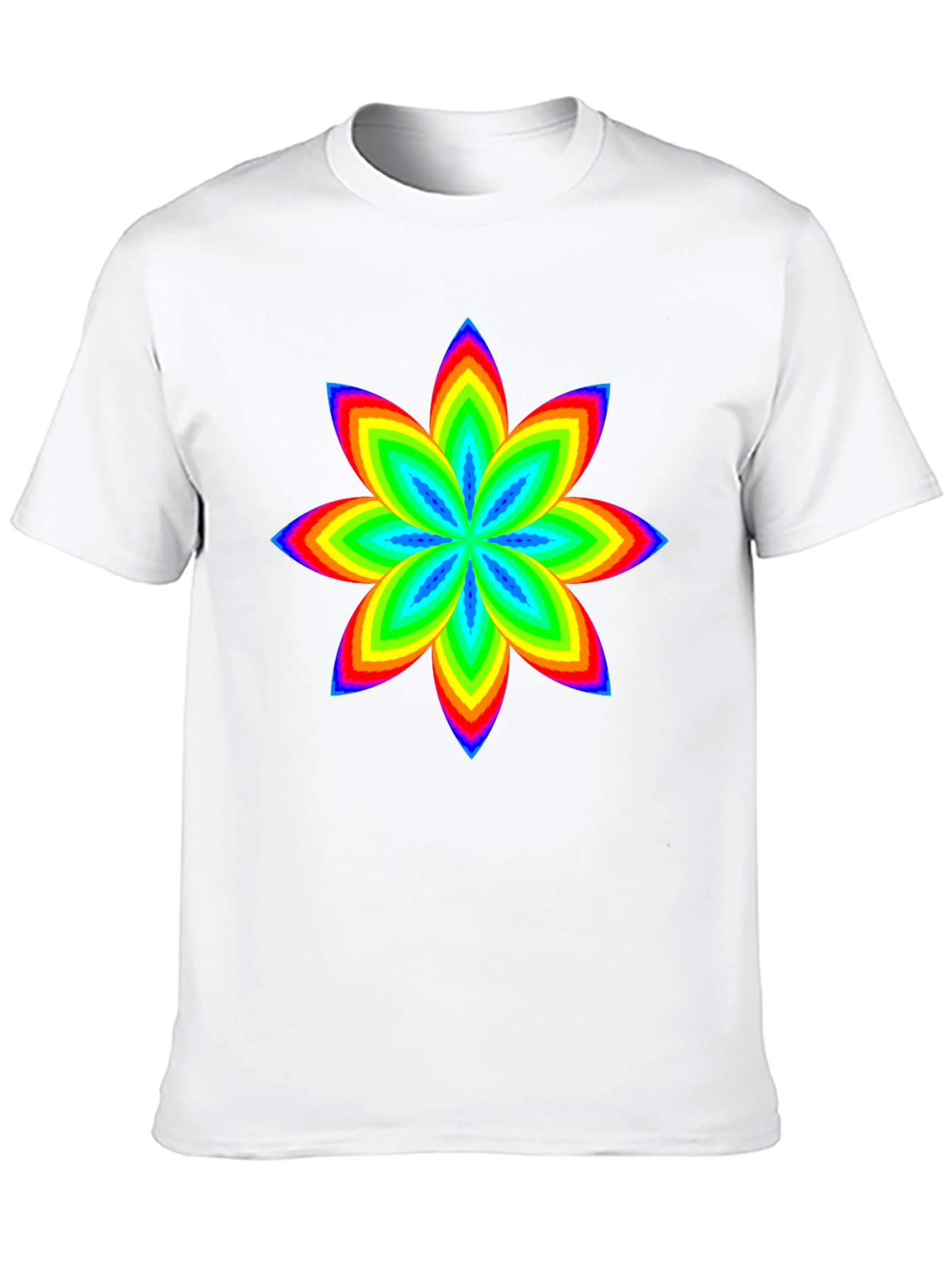 Rainbow Flower Graphic Black T-Shirt