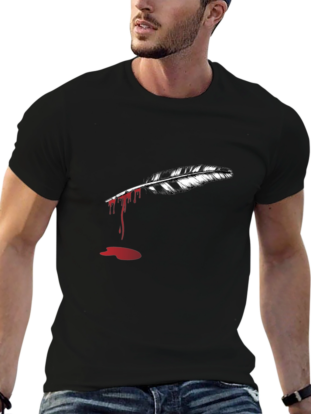 Feather Graphic Black T-Shirt