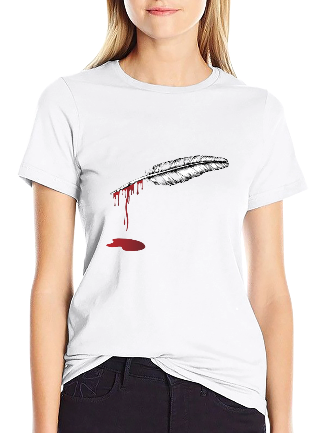 Feather Graphic Black T-Shirt