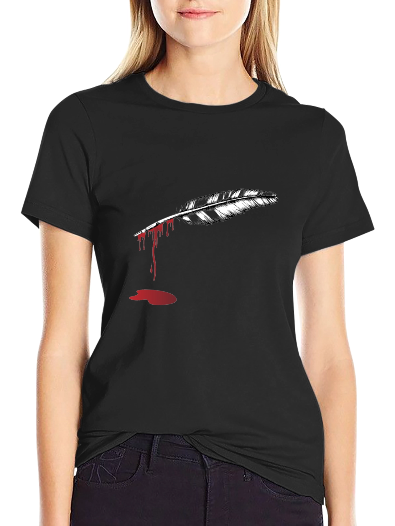 Feather Graphic Black T-Shirt