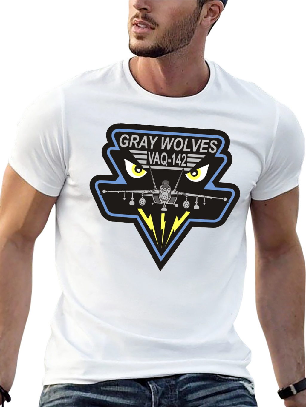 Gray Wolves VAQ-142 Black T-Shirt