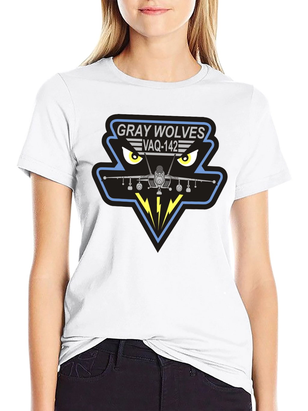 Gray Wolves VAQ-142 Black T-Shirt