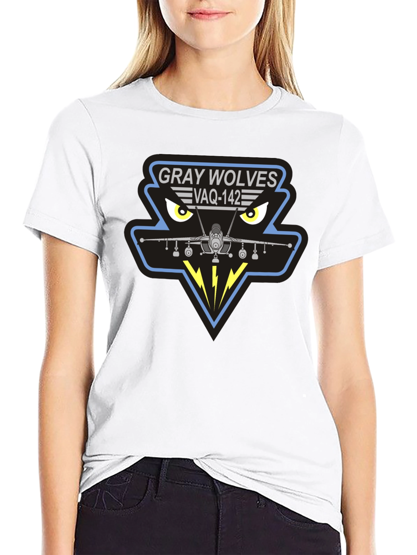 Gray Wolves VAQ-142 Black T-Shirt
