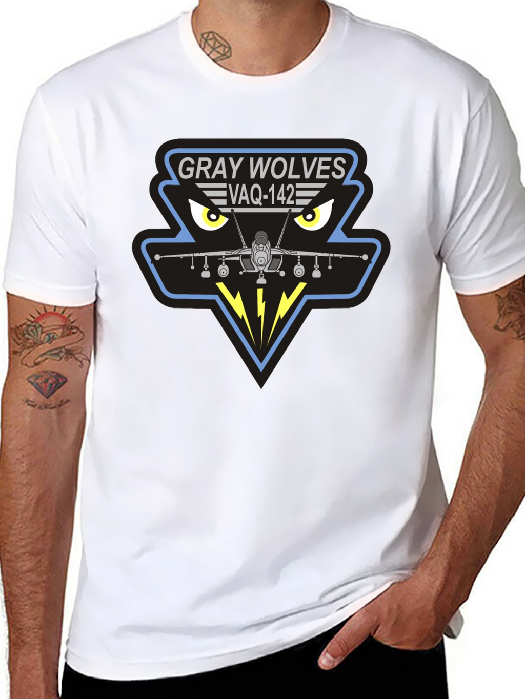 Gray Wolves VAQ-142 Black T-Shirt