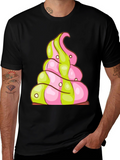 Novelty Treat T-Shirt: Pink and Green Swirl Design