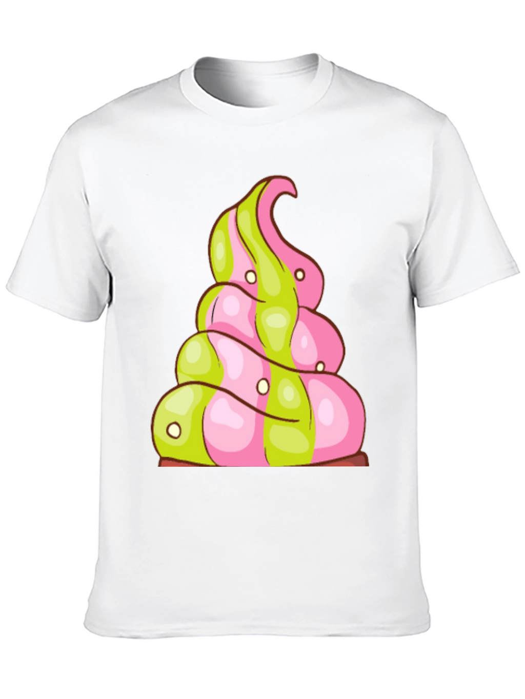 Novelty Treat T-Shirt: Pink and Green Swirl Design