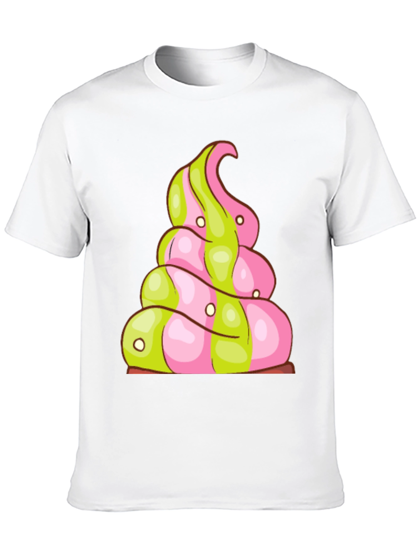 Novelty Treat T-Shirt: Pink and Green Swirl Design