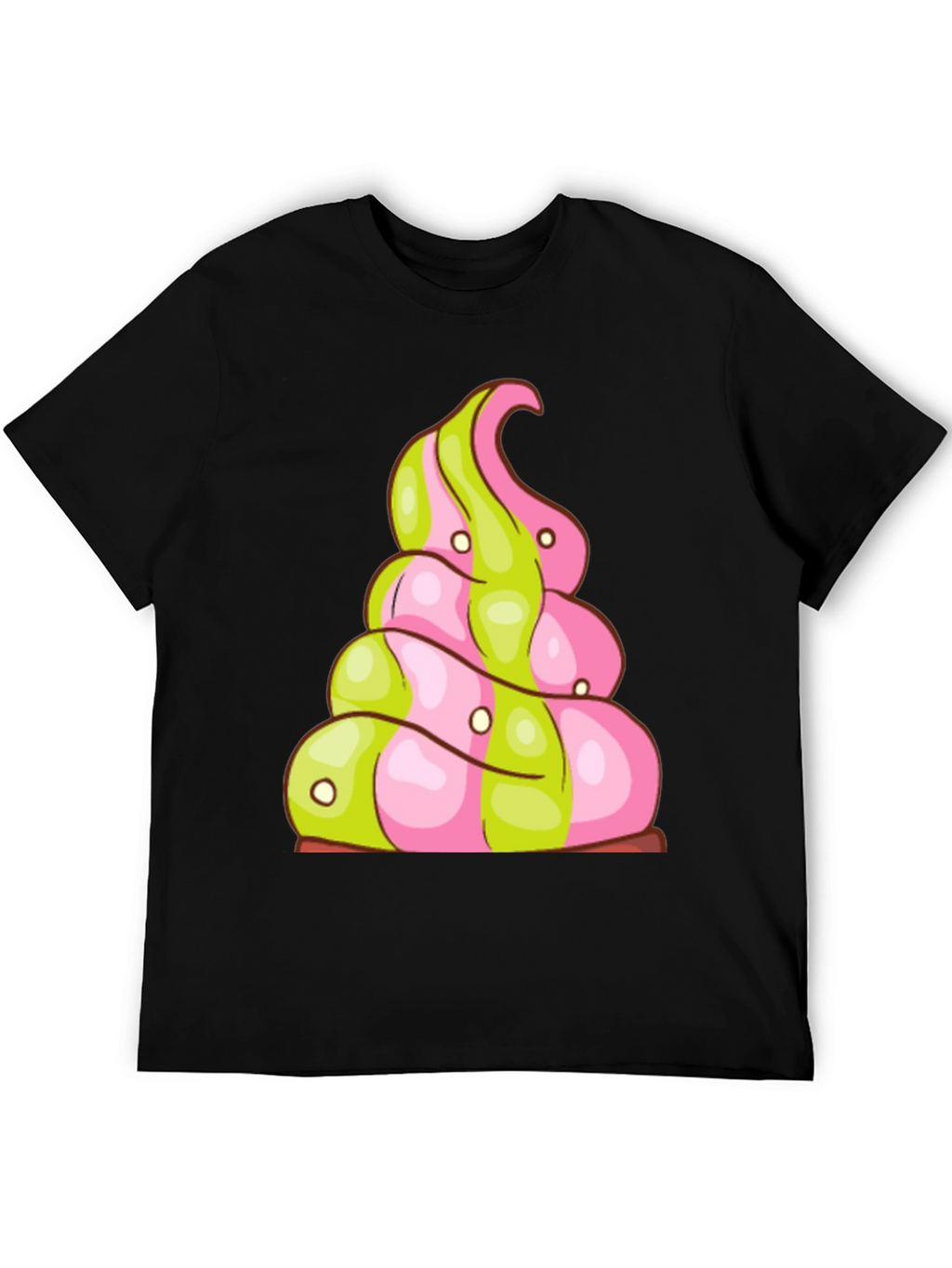 Novelty Treat T-Shirt: Pink and Green Swirl Design