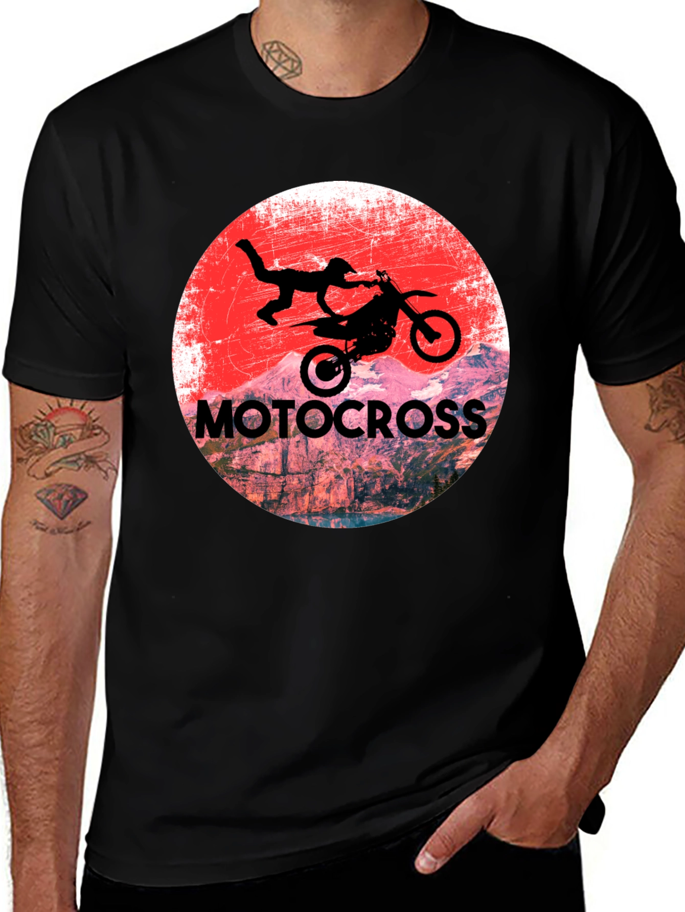Motocross Rider Graphic T-Shirt - Black