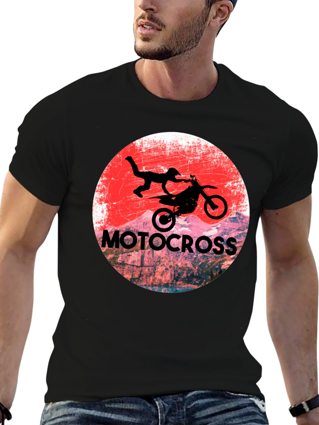 Motocross Rider Graphic T-Shirt - Black