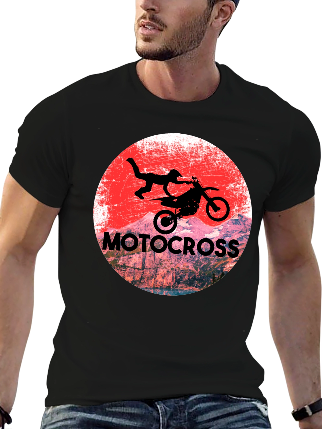Motocross Rider Graphic T-Shirt - Black