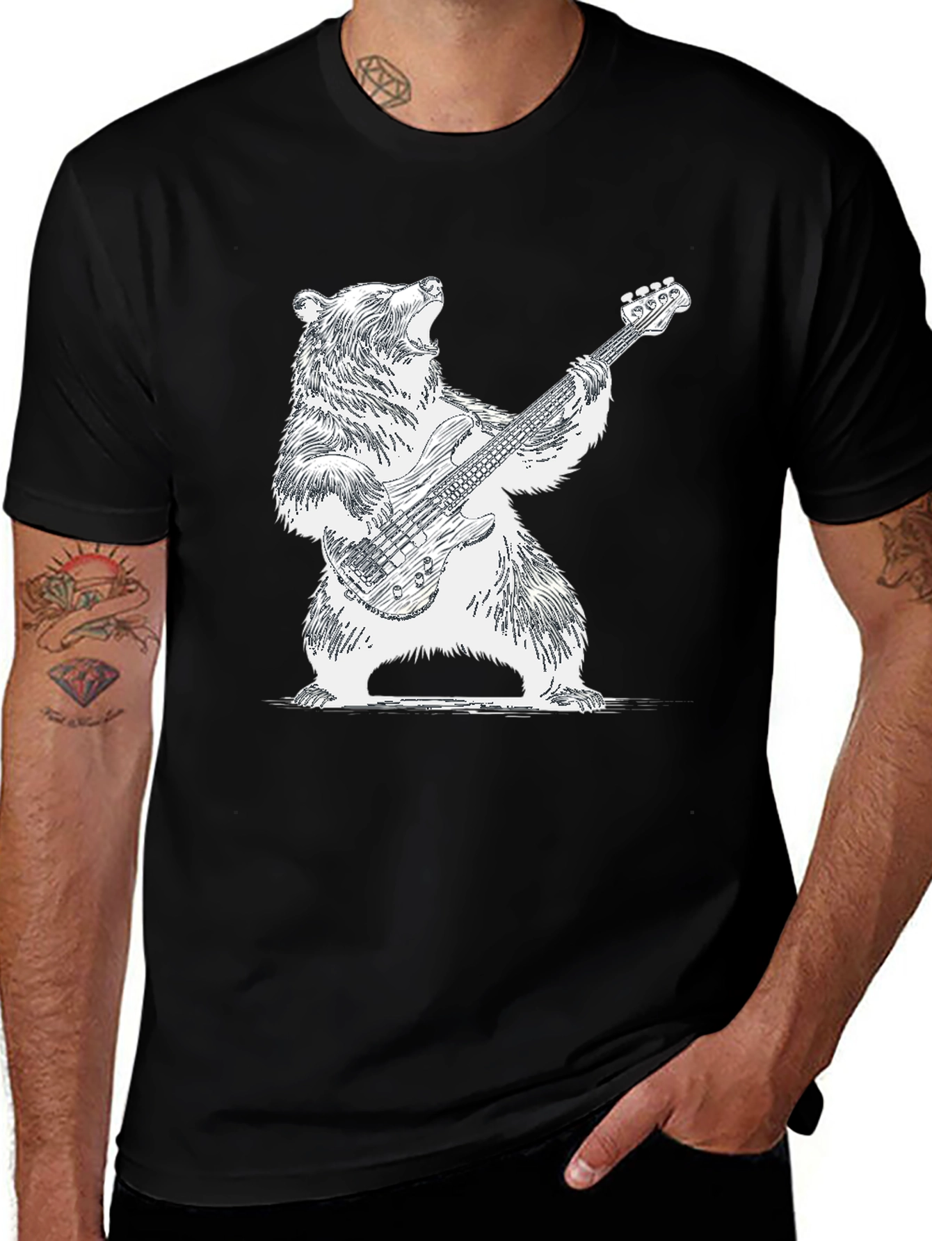 Bear Playing Guitar Graphic Tee