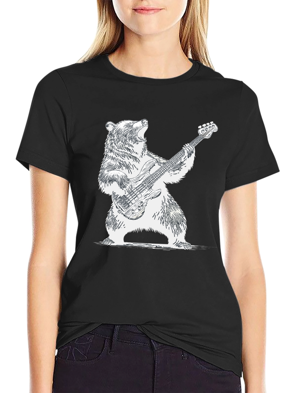 Bear Playing Guitar Graphic Tee