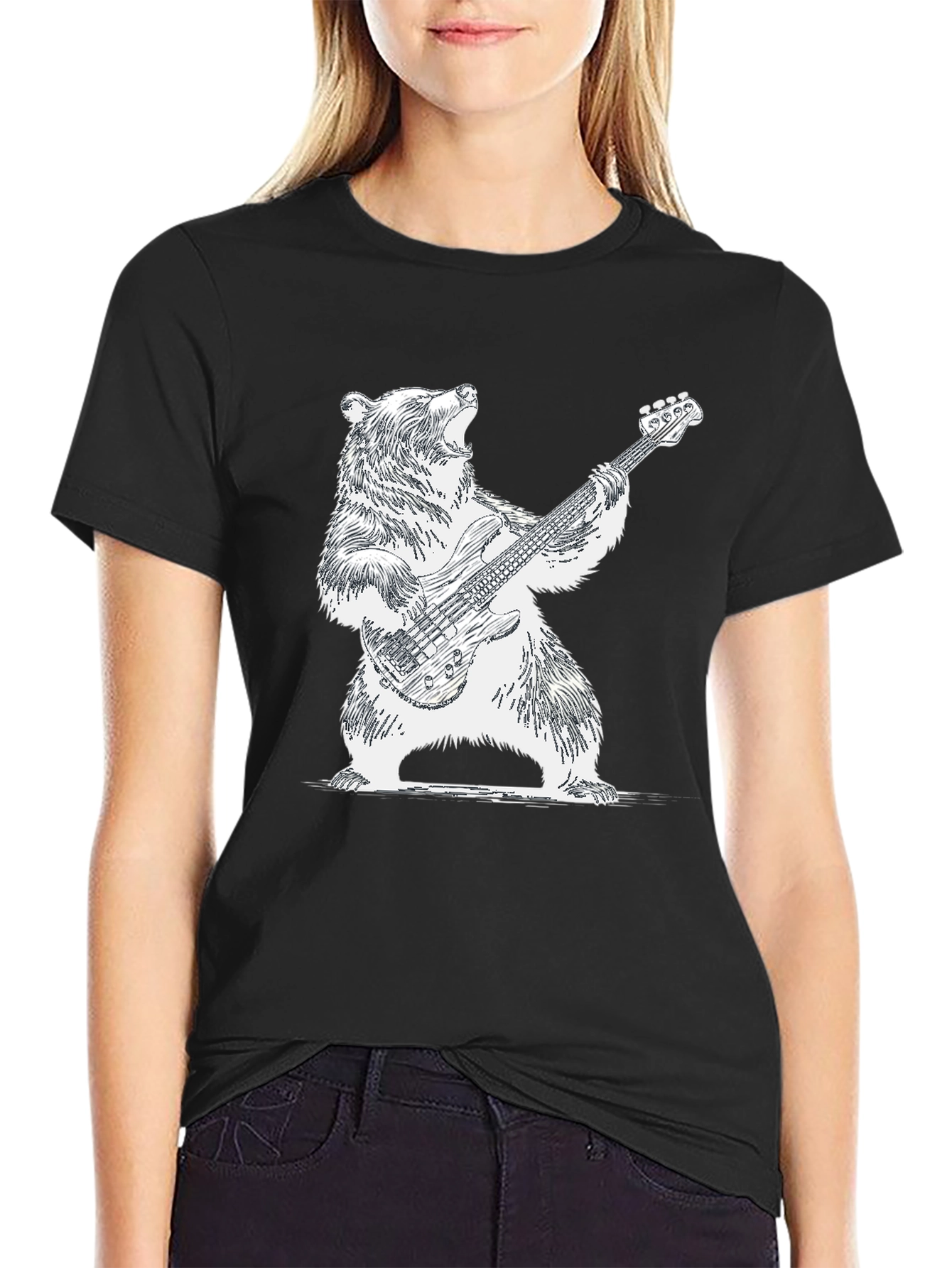 Bear Playing Guitar Graphic Tee