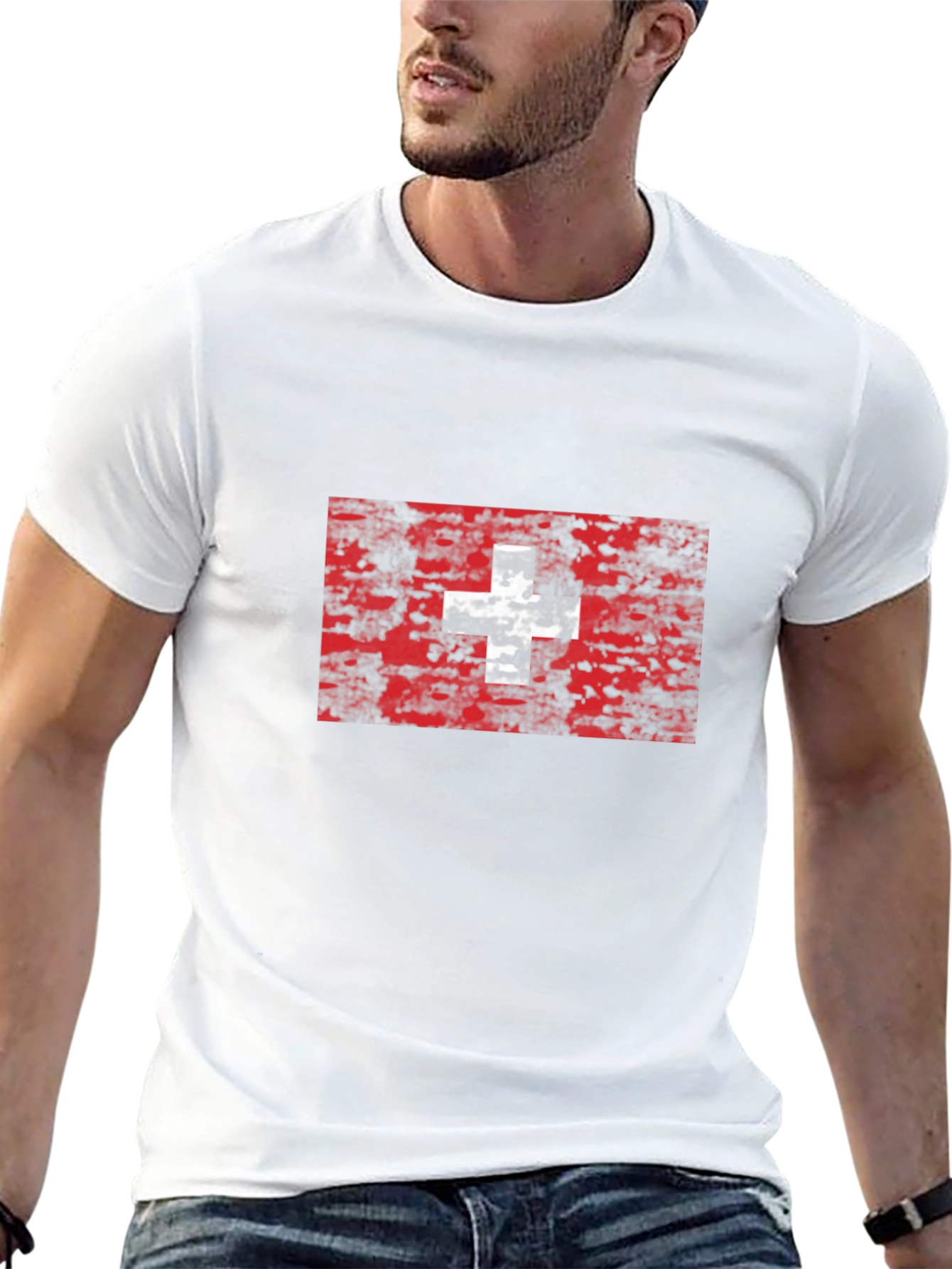 Swiss Flag Grunge Style T-Shirt