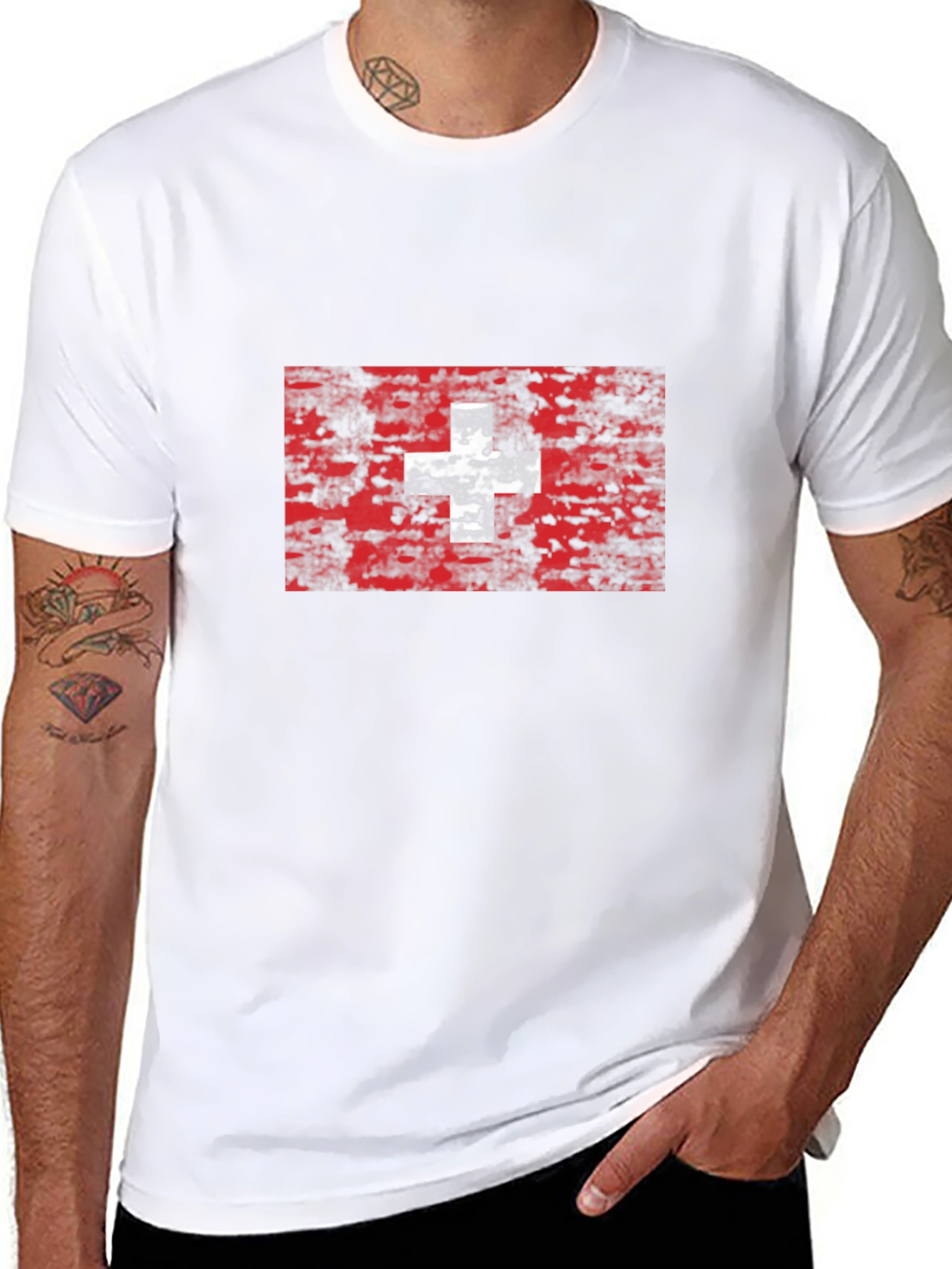 Swiss Flag Grunge Style T-Shirt