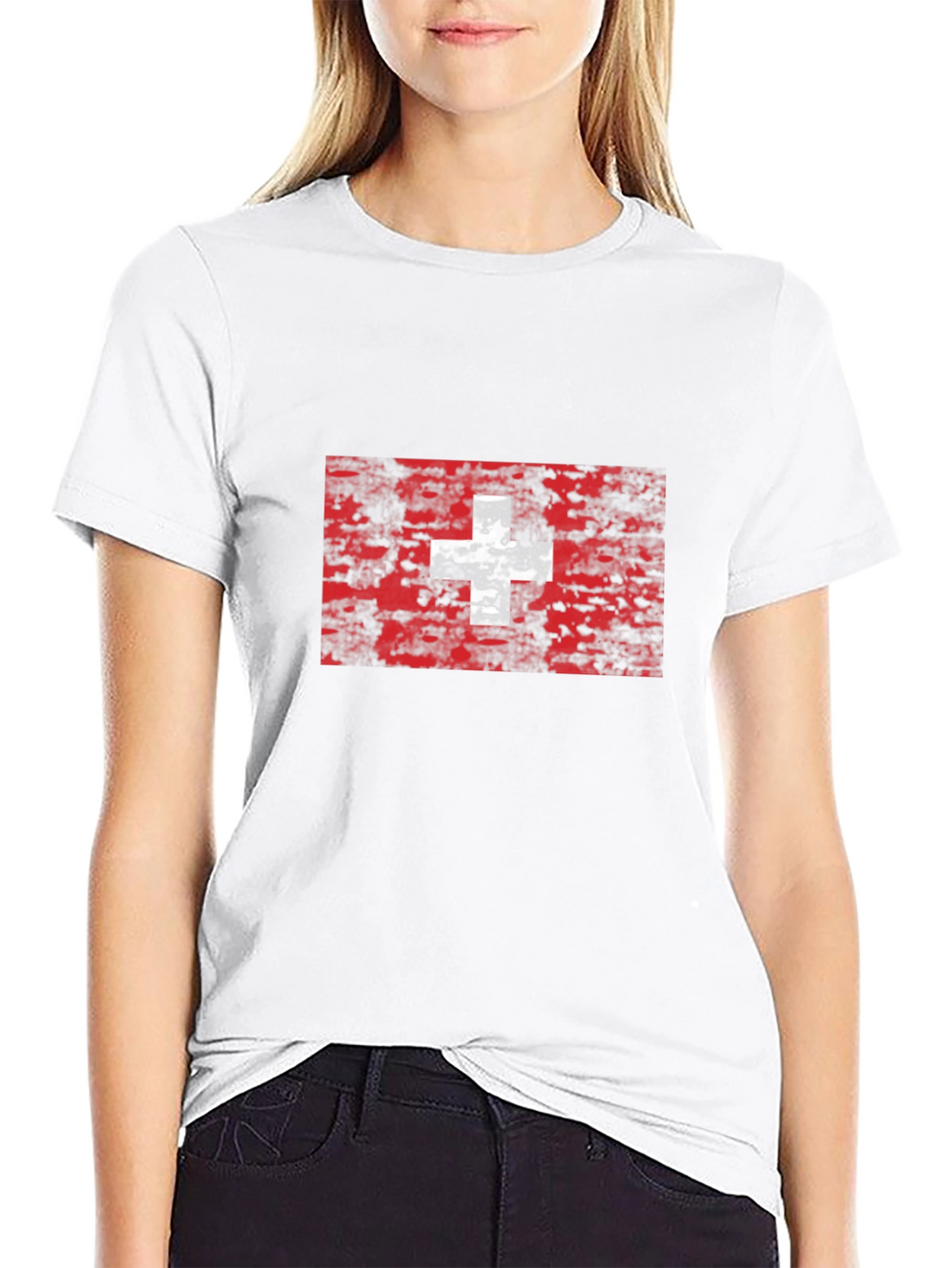 Swiss Flag Grunge Style T-Shirt