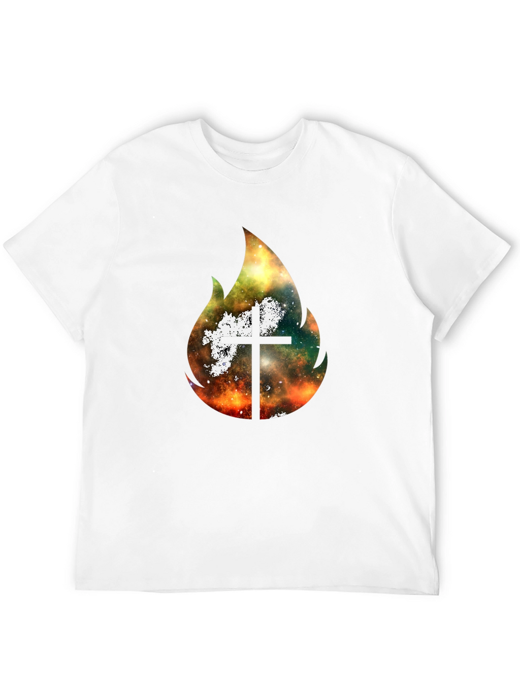 Celestial Cross Flame Graphic T-Shirt