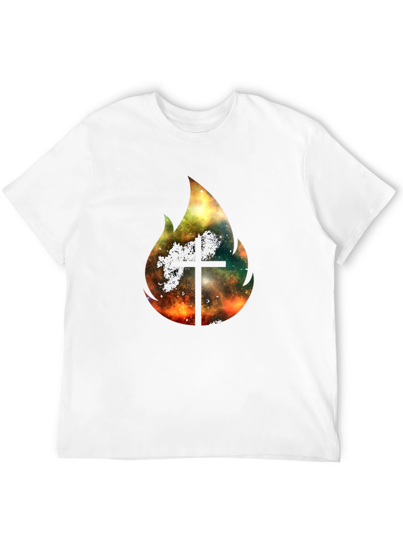 Celestial Cross Flame Graphic T-Shirt